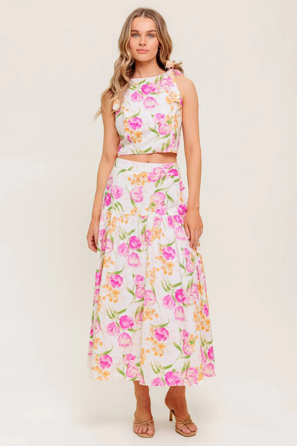 PINK TULIP GARDEN - TOP & MIDI SKIRT SET - Image 4
