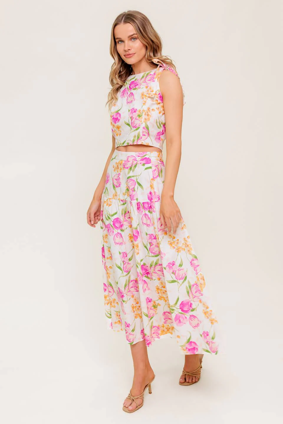 PINK TULIP GARDEN - TOP & MIDI SKIRT SET - Image 7