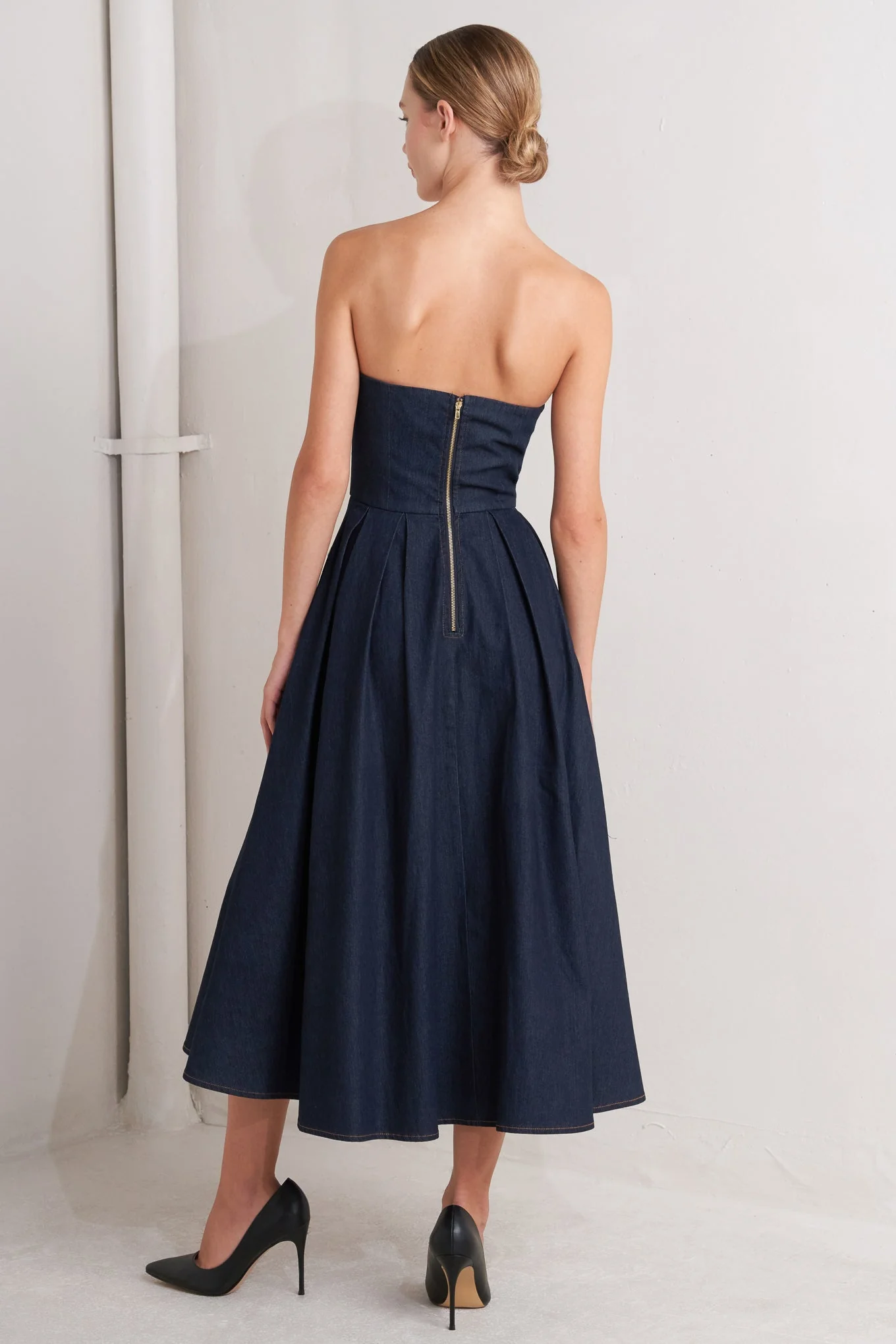 URBAN CORSET DENIM MIDI DRESS - Image 4