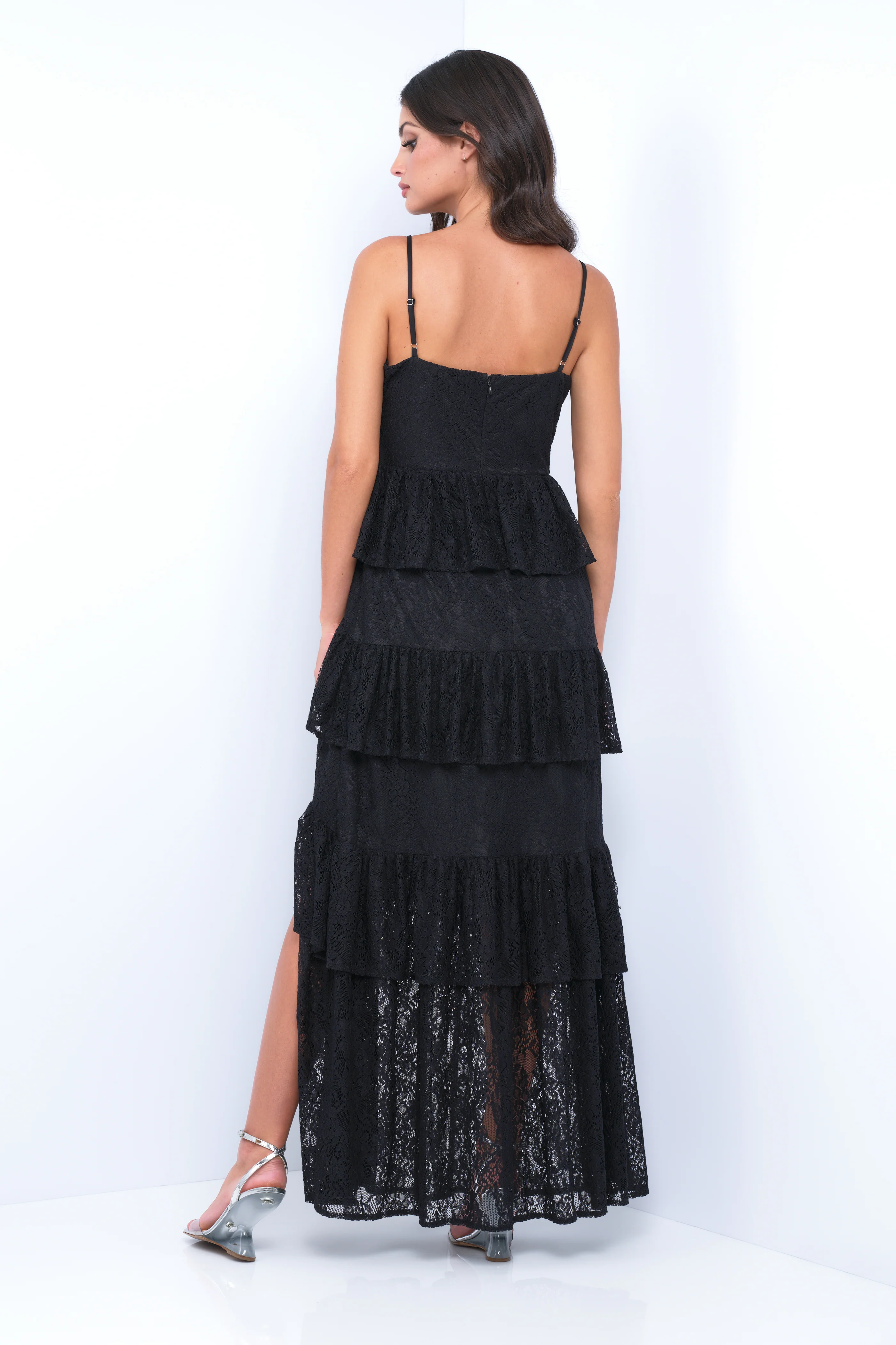 Vanna Lace Tiered Maxi Dress - Black - Image 4