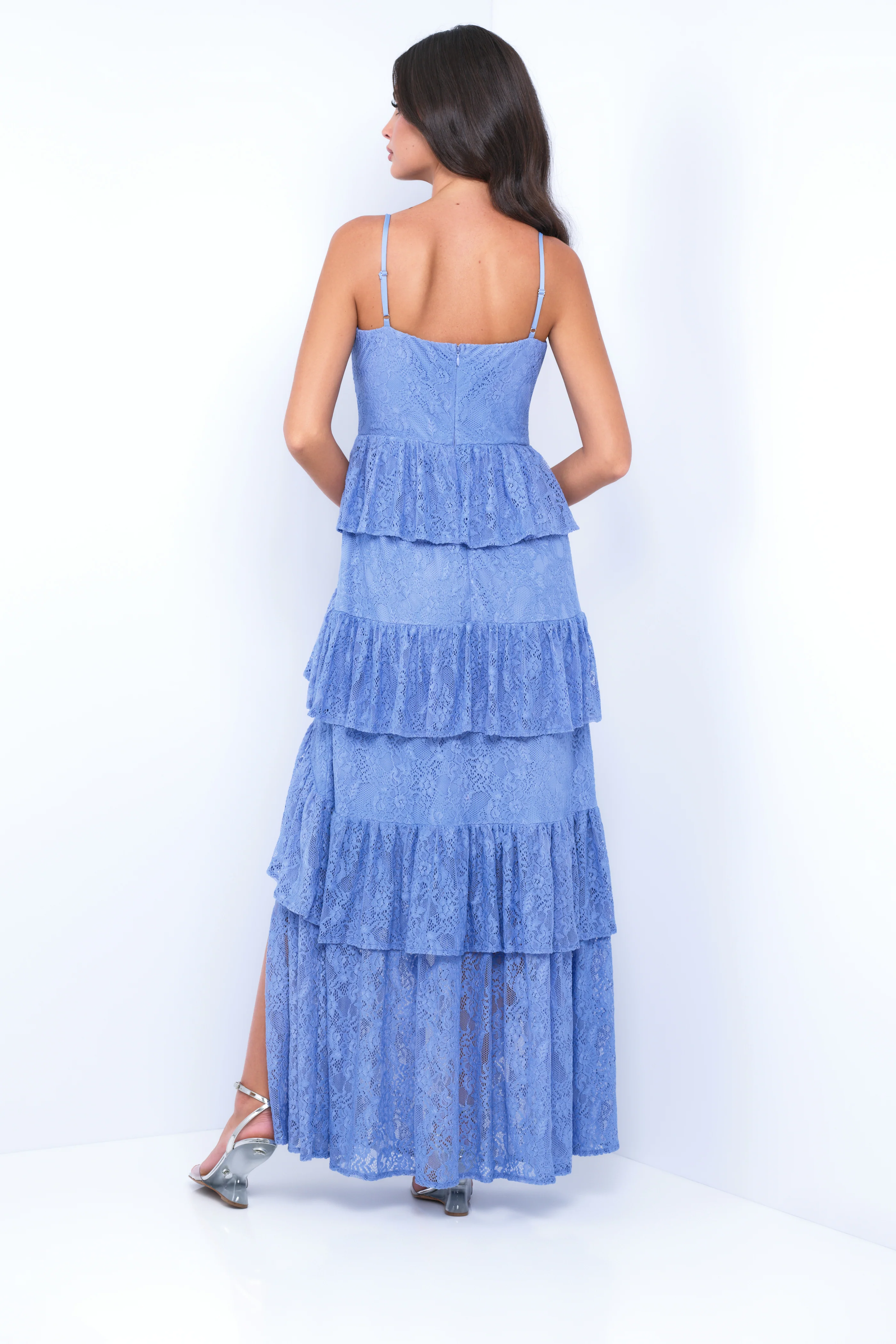 Vanna Lace Tiered Maxi Dress - Periwinkle - Image 4