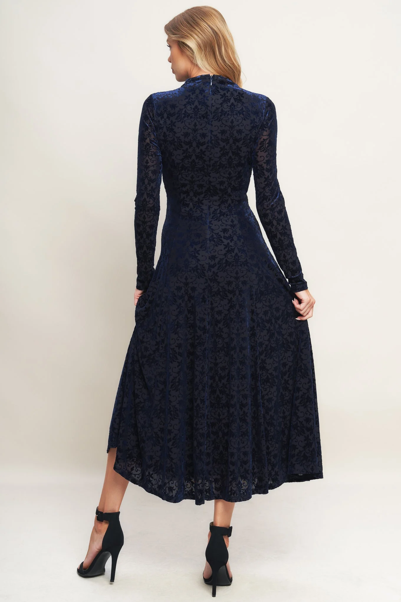 VELVET GALAXY CHARM MIDI DRESS - NAVY - FINAL SALE - Image 2