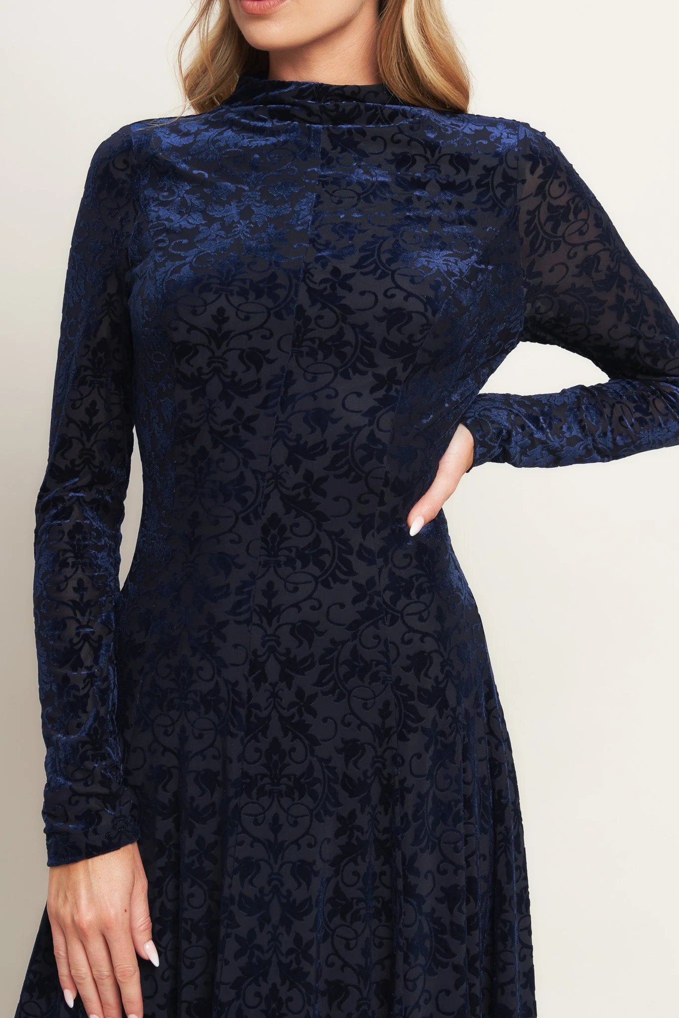 VELVET GALAXY CHARM MIDI DRESS - NAVY - FINAL SALE - Image 3