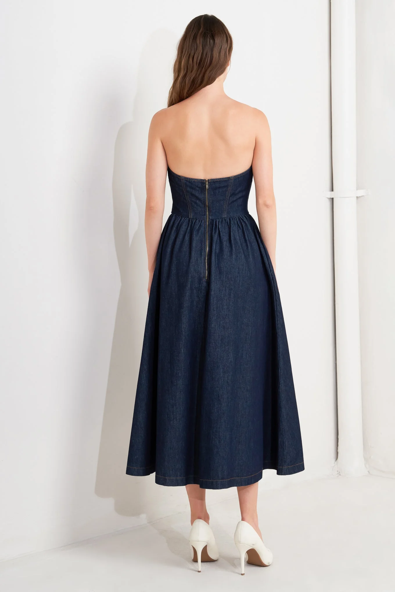 VINTAGE SIREN DARK DENIM MIDI DRESS - Image 6