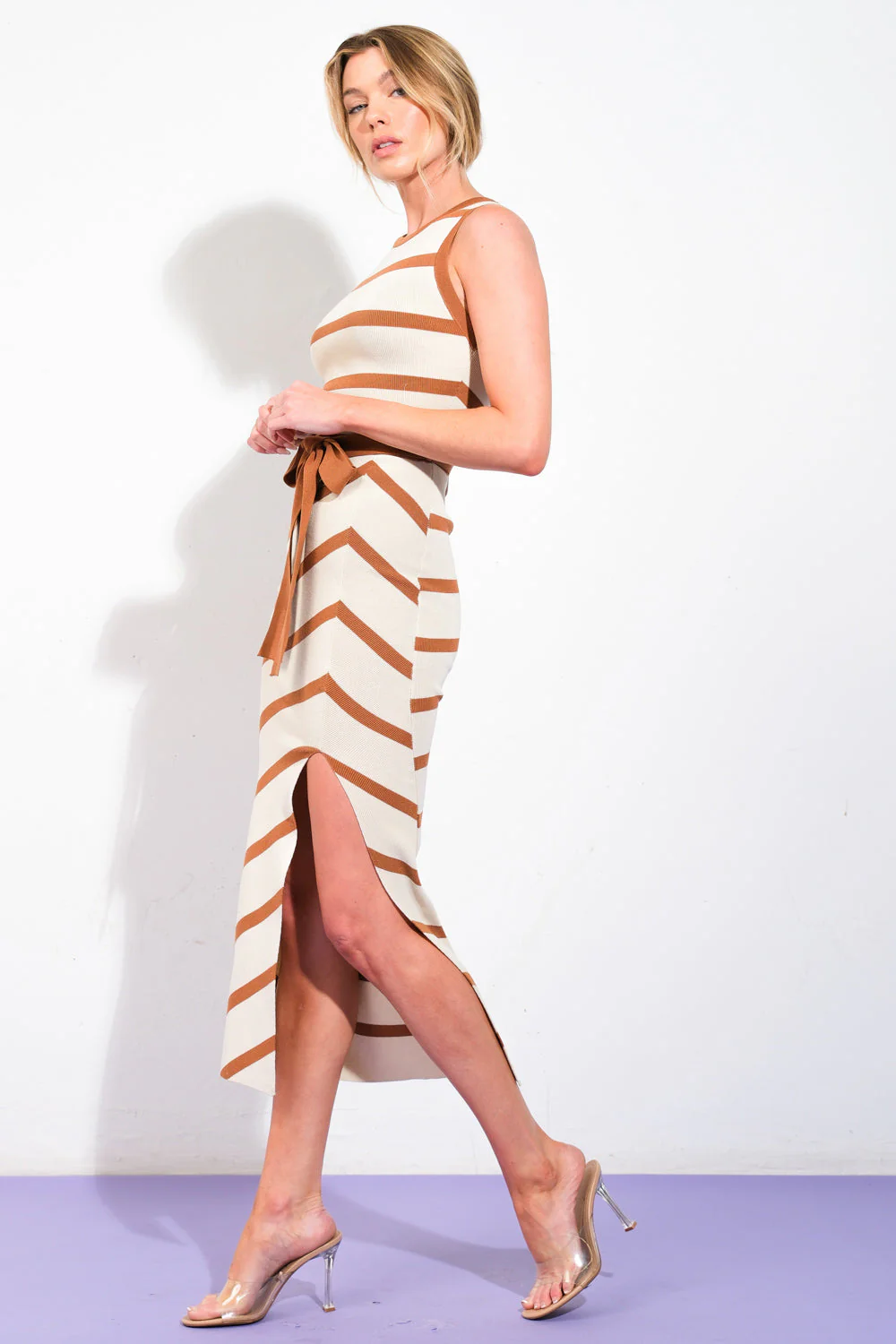 WENDI STRIPED KNIT MIDI DRESS - Image 6