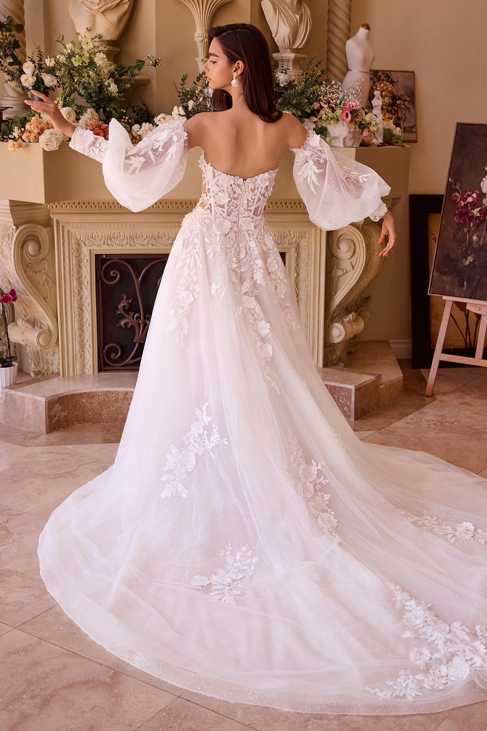 WL018 - Lace Appliqued Wedding Ball Gown - Andrea & Leo - Image 2