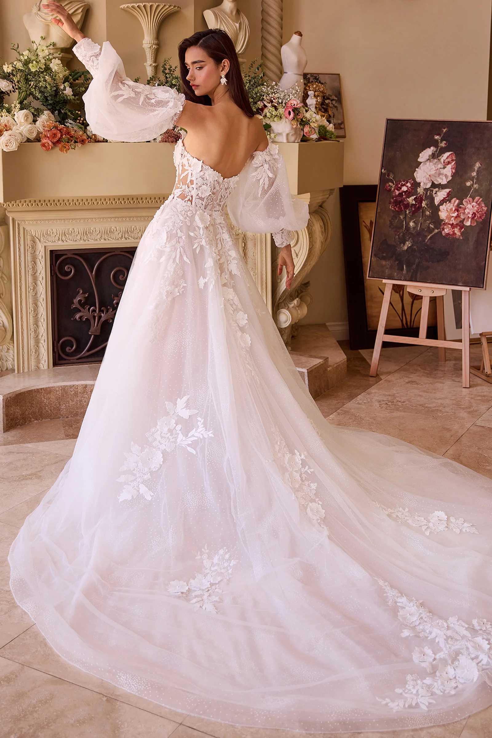 WL018 - Lace Appliqued Wedding Ball Gown - Andrea & Leo - Image 3