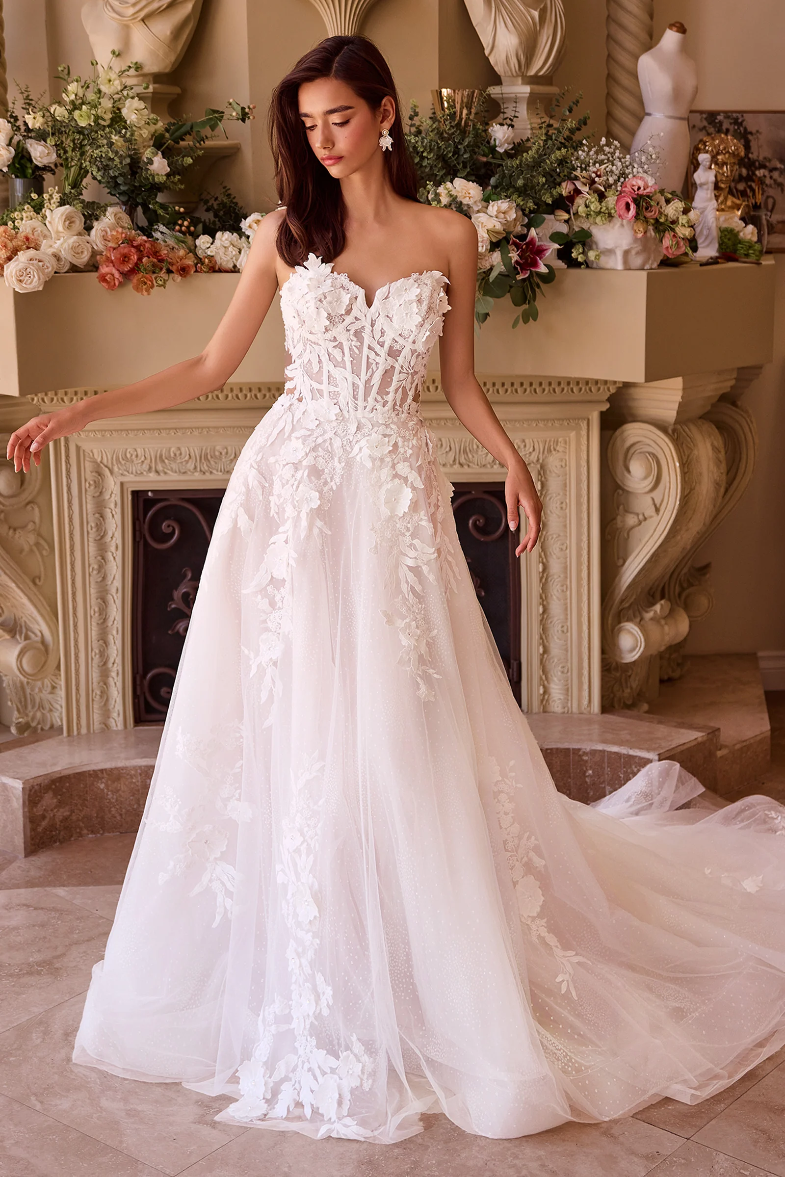 WL018 - Lace Appliqued Wedding Ball Gown - Andrea & Leo - Image 4