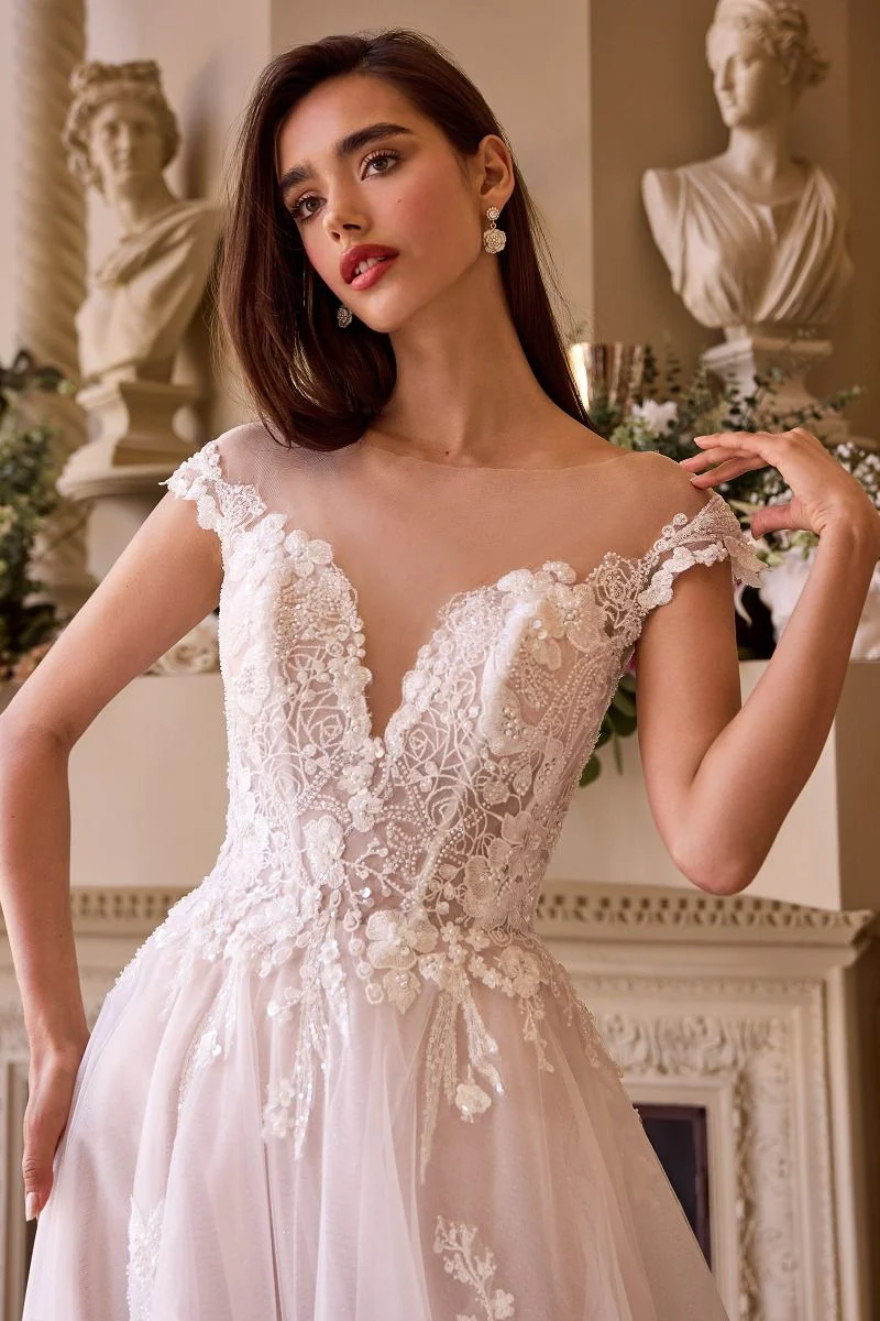 WL038 - Cap Sleeve Bridal Ball Gown - Andrea & Leo - Image 2