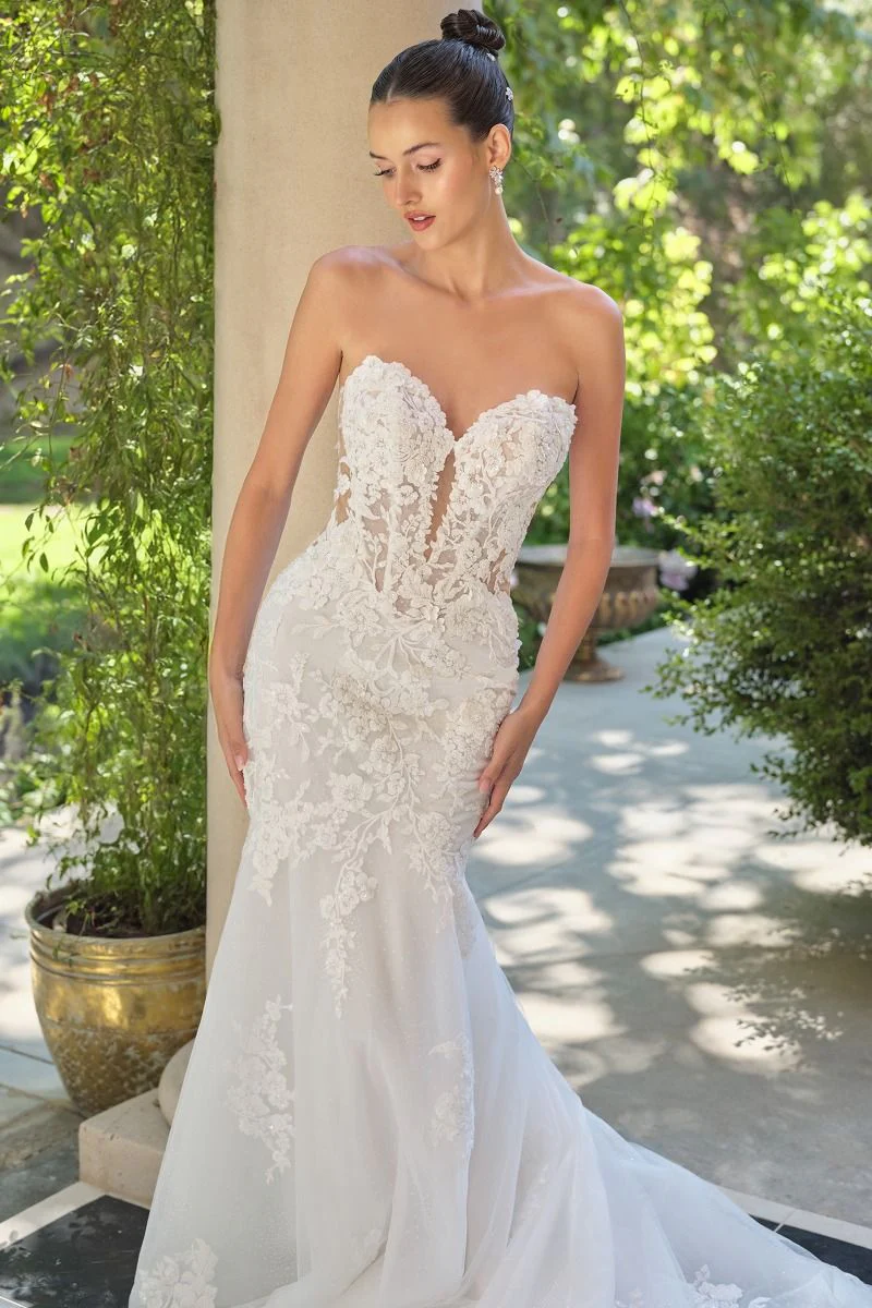 WL065 - Strapless Mermaid Wedding Gown with Removable Sleeves - Andrea & Leo - Image 4