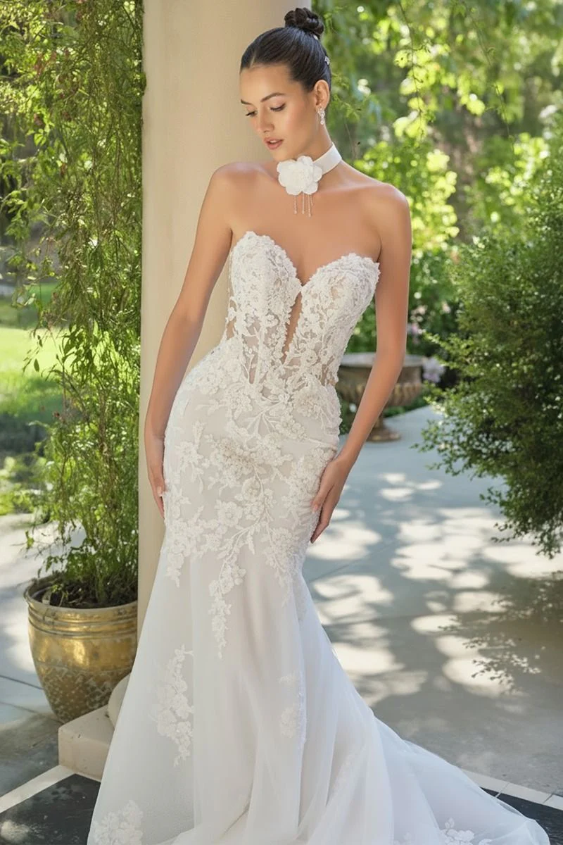 WL065 - Strapless Mermaid Wedding Gown with Removable Sleeves - Andrea & Leo - Image 6