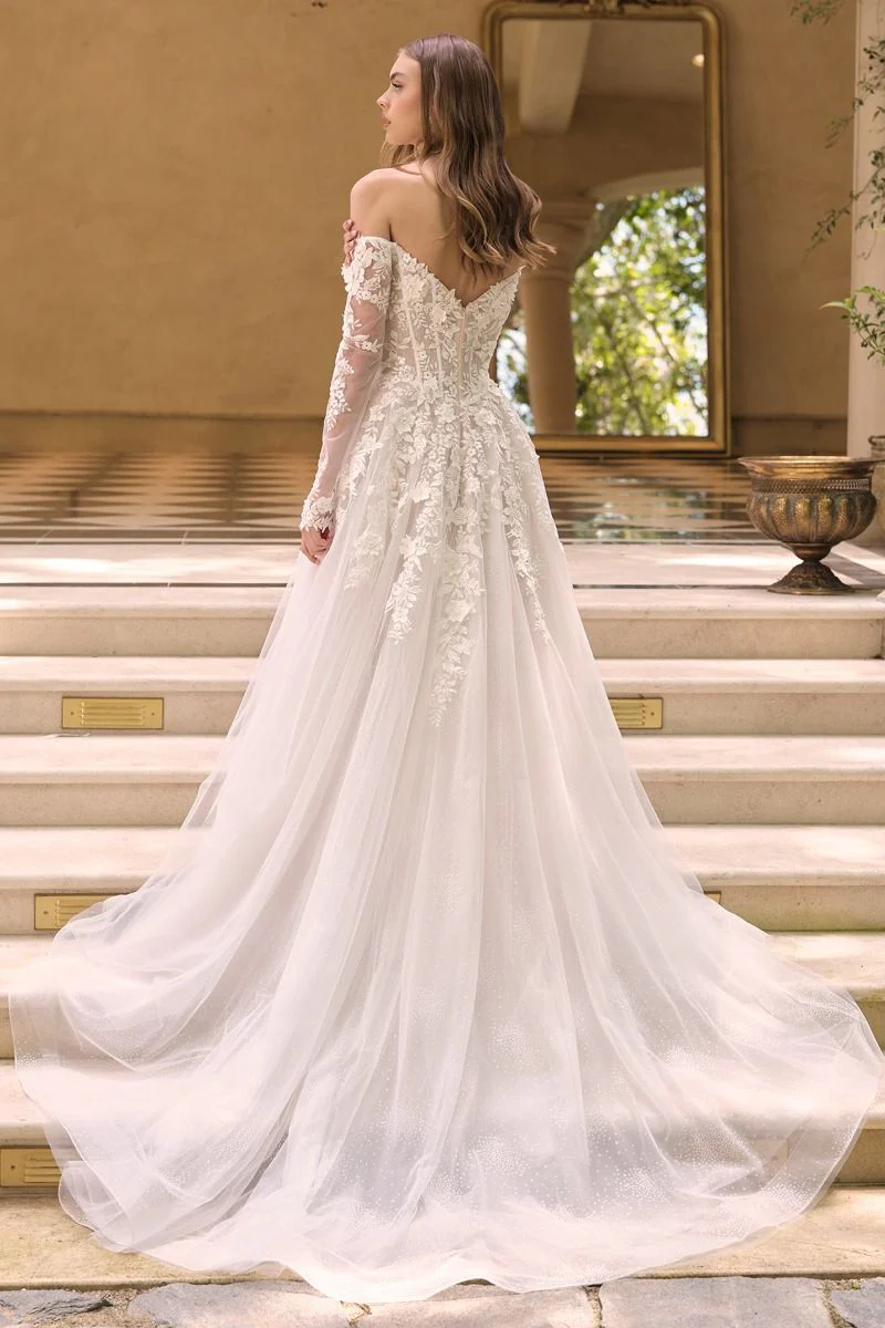 WL067 - Wedding Ball Gown with Sheer Sleeves - Andrea & Leo - Image 6